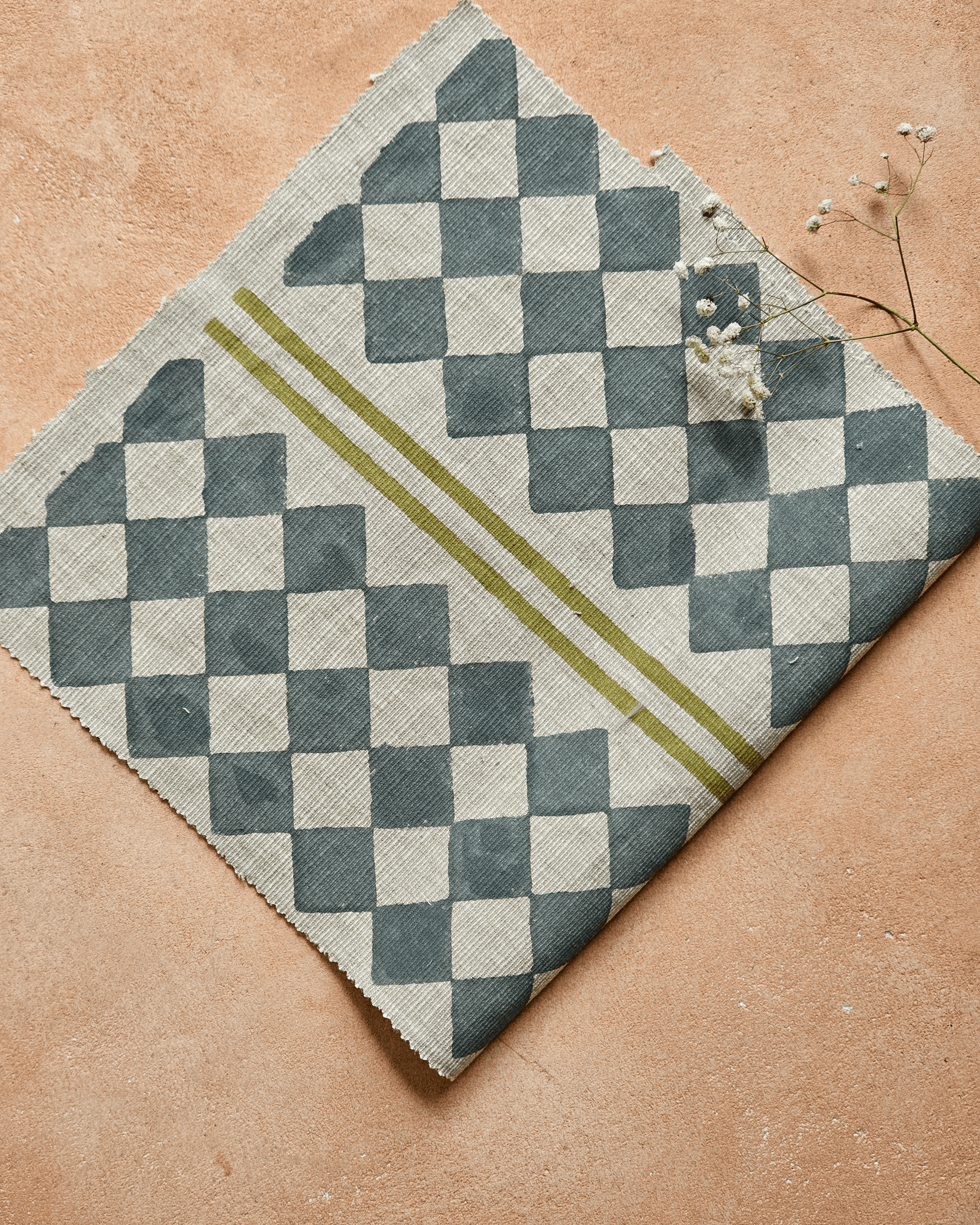 Lune Fabric ,Steel  Blue &Sage Green