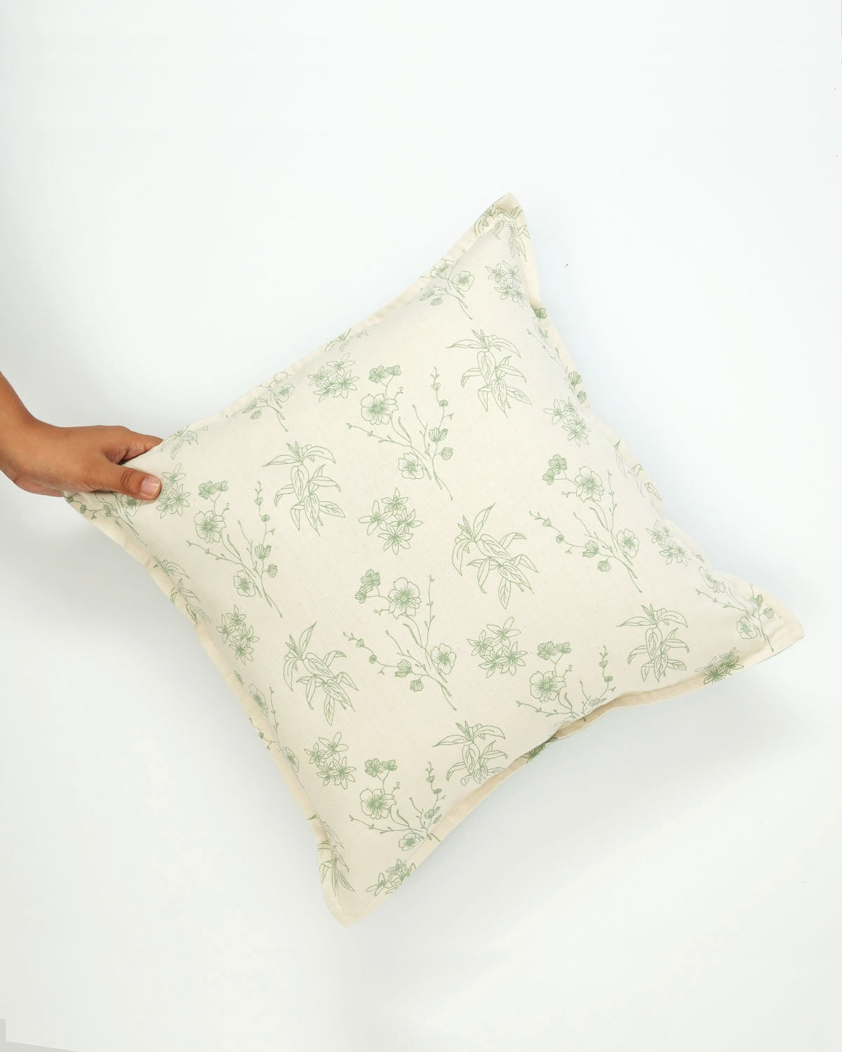 Wildflower Cushion Cover, Sage (16” X 16”)