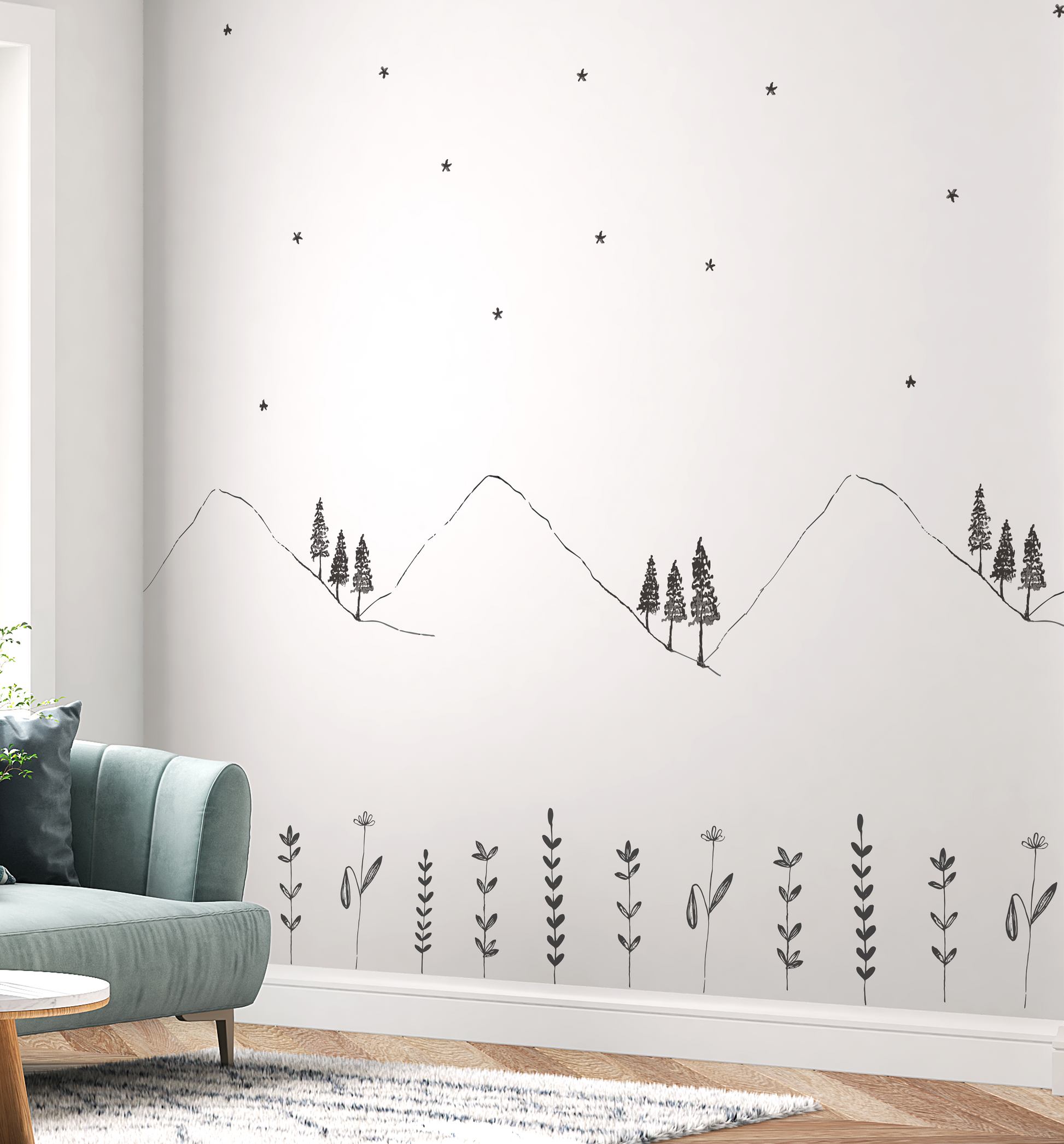 Hills and Wildflower Wallpaper
