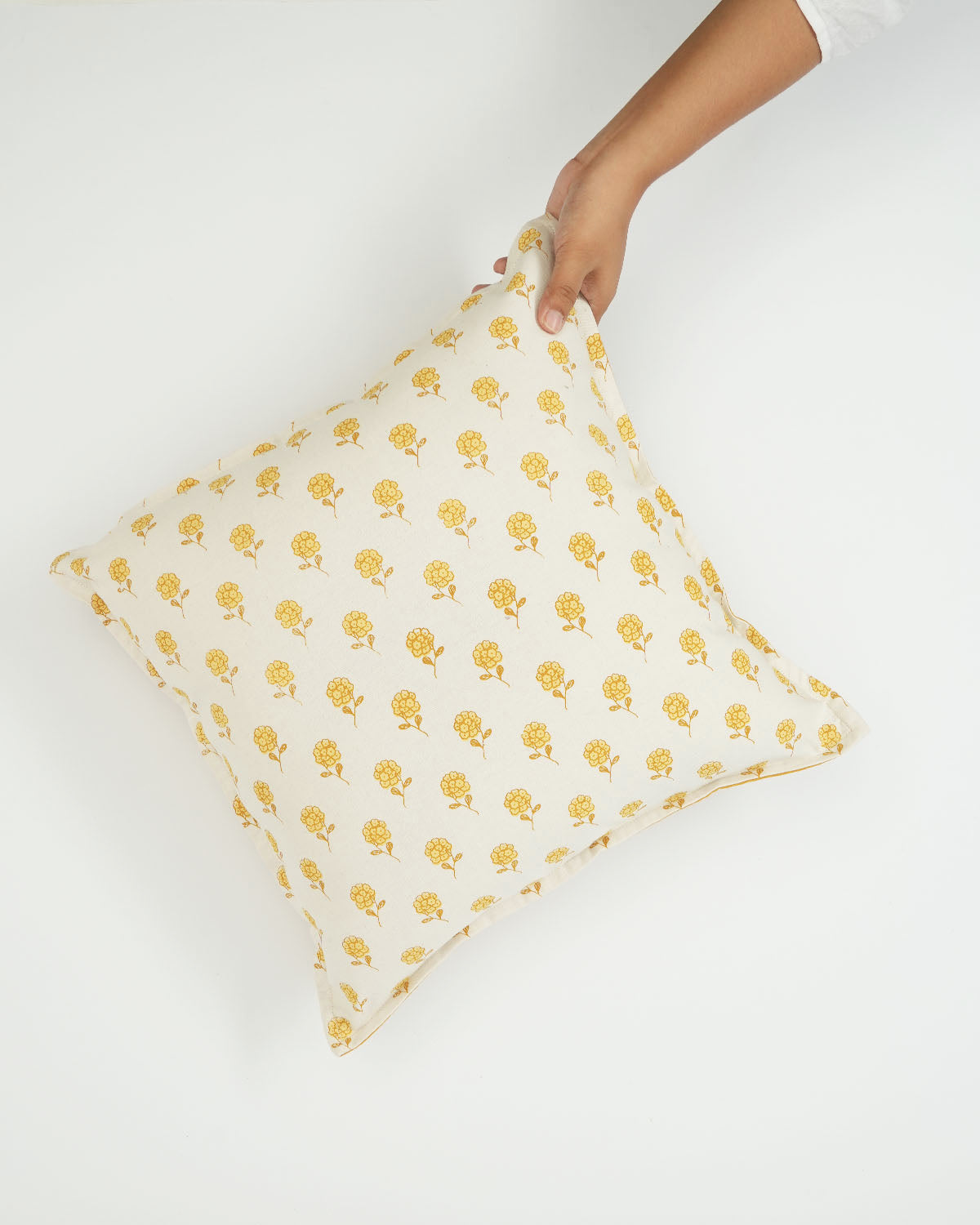 Tagar Cushion Cover, Mustard (16” X 16”)