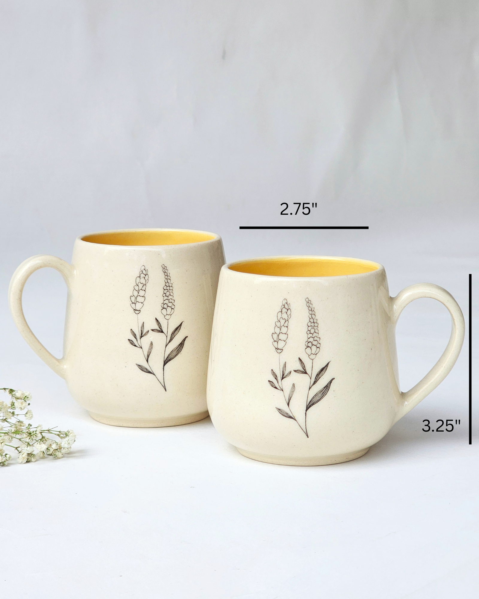 Lavender Coffee Mugs, Mustard (Set of 2 )