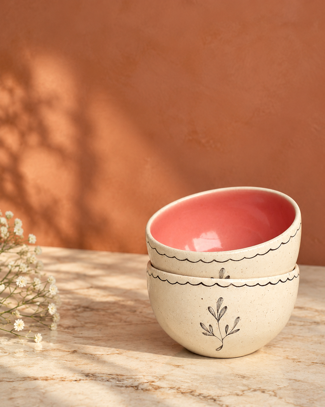 Lily Soup Bowls, Peach (Set of 2)