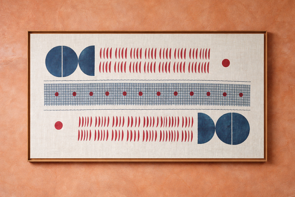 The Space Between us  Wall Art Panel, Blue &Crimson