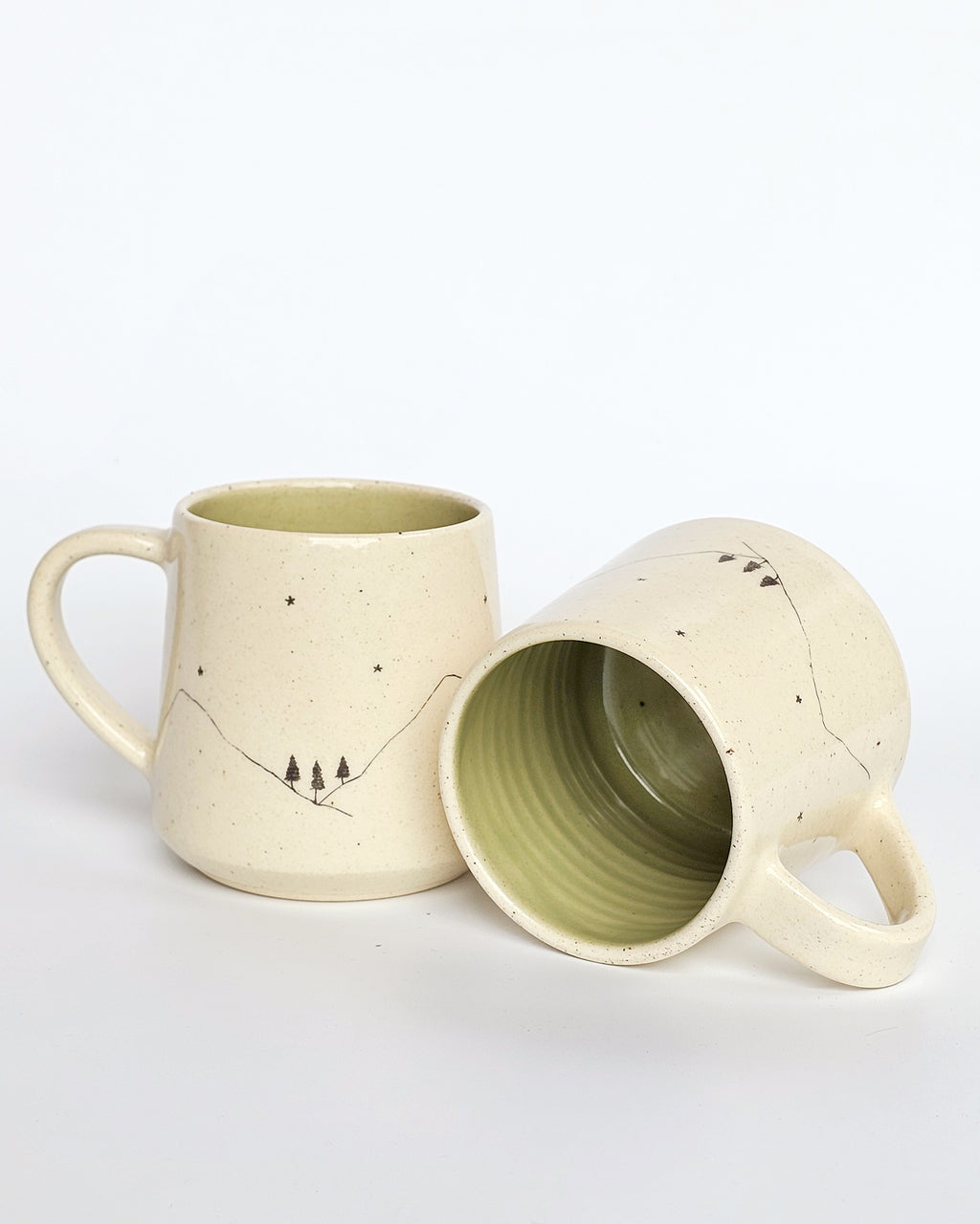 Hills Coffee Mugs, Olive ( Set of 2)