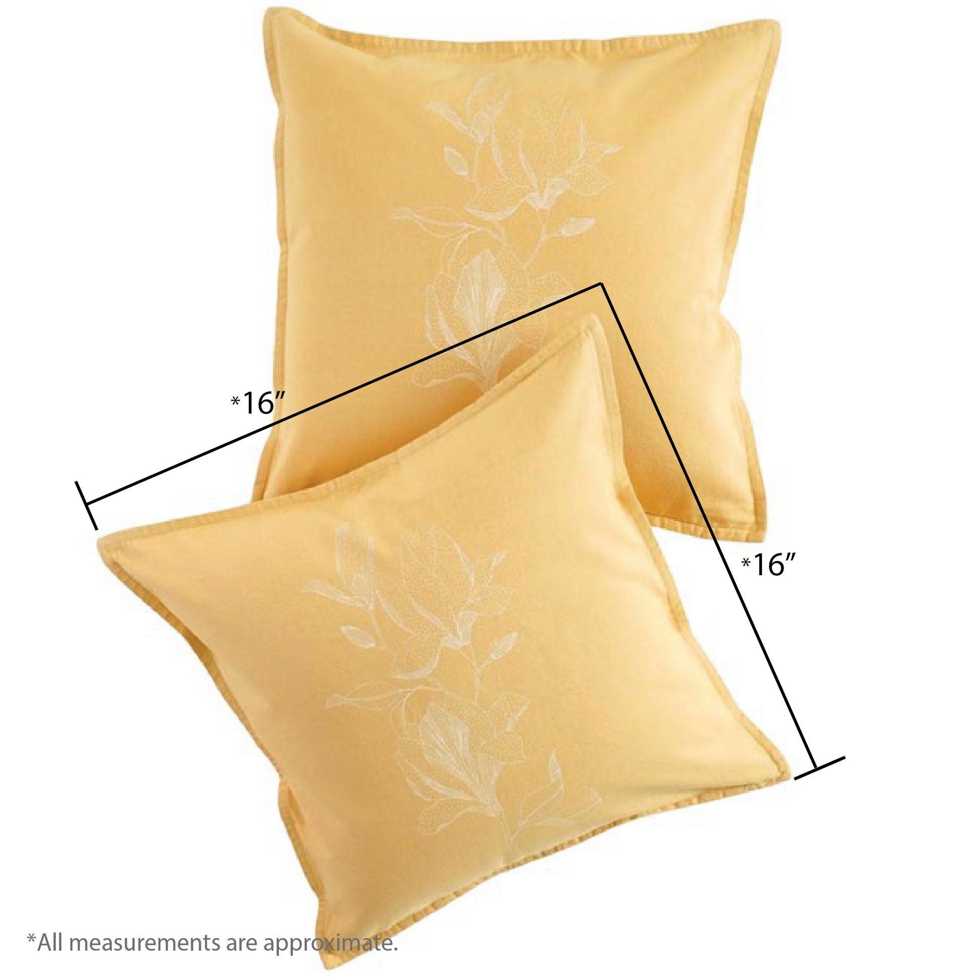 Magnolia Cushion Cover, Yellow (16” X 16”)