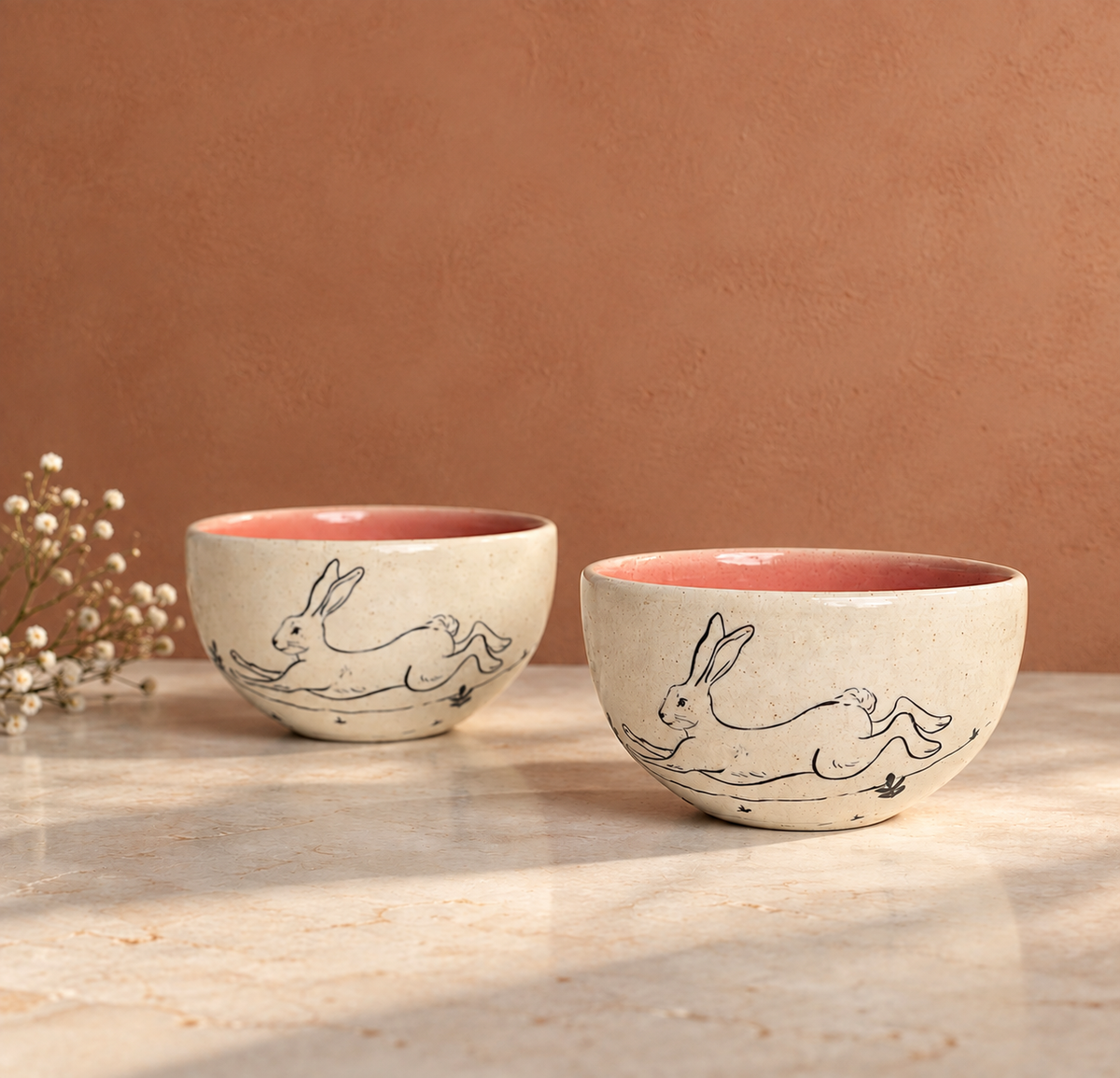 Rabbit Soup Bowls, Peach (Set of 2)