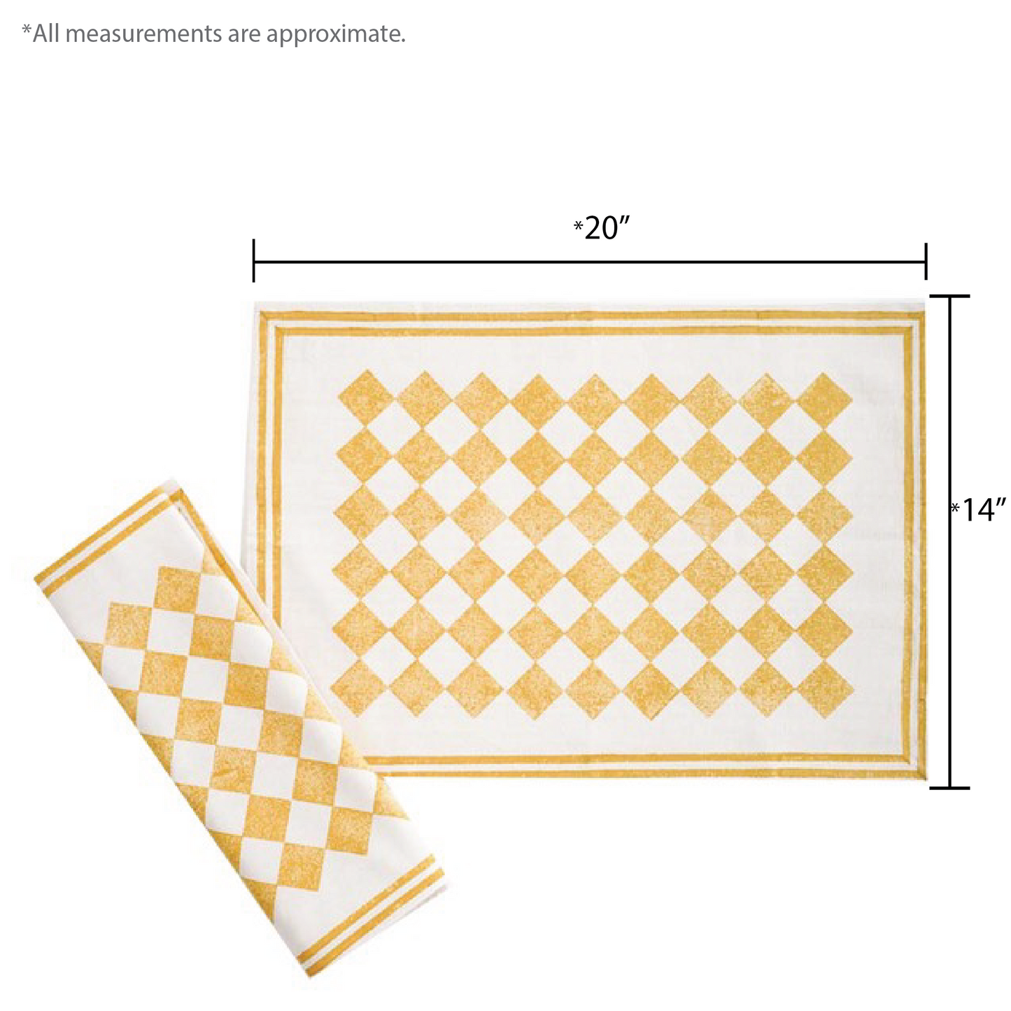 Chessboard Tablemats ,Corn Yellow ( Set of 2 )
