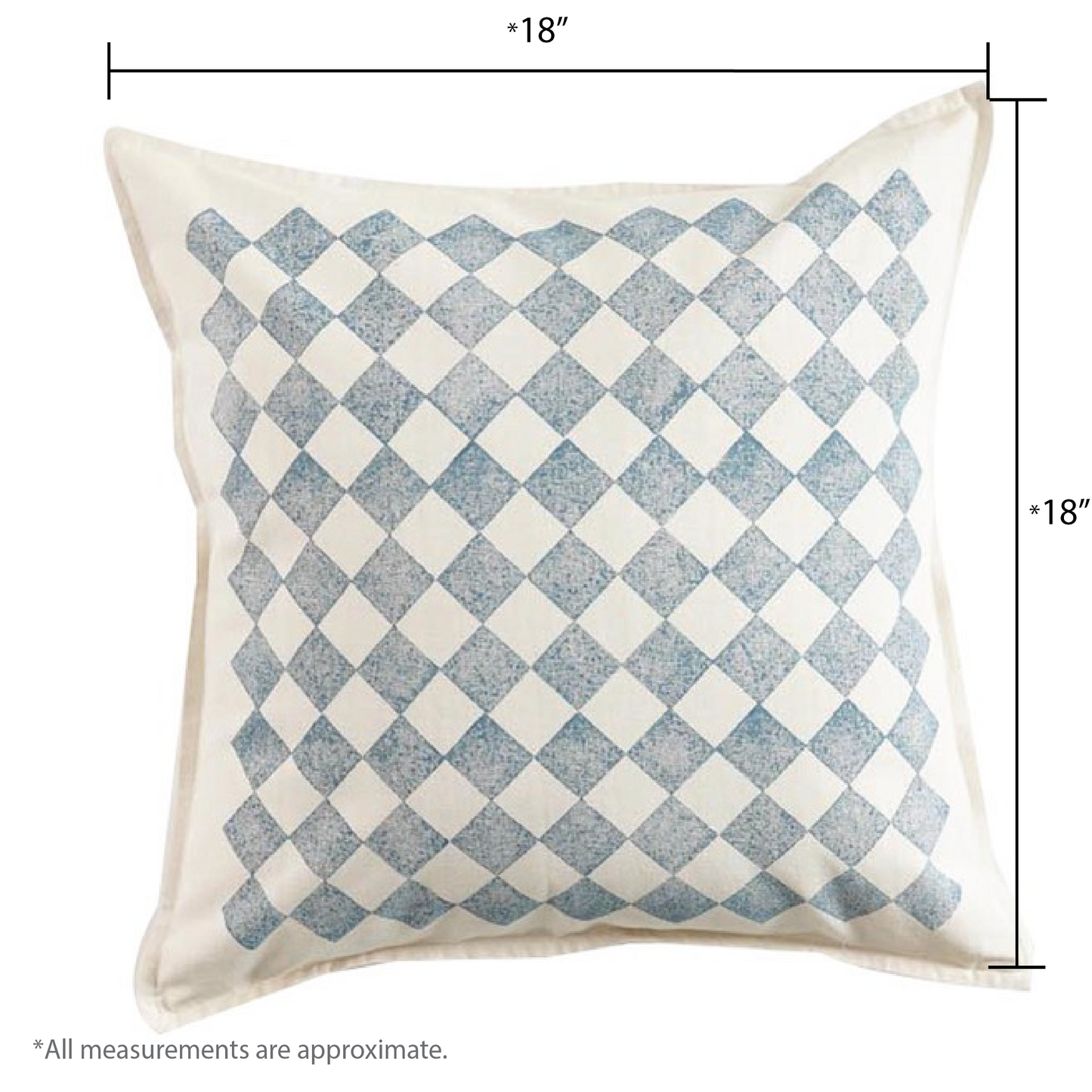 Chessboard Cushion Cover, Ocean Blue (18” X 18”)