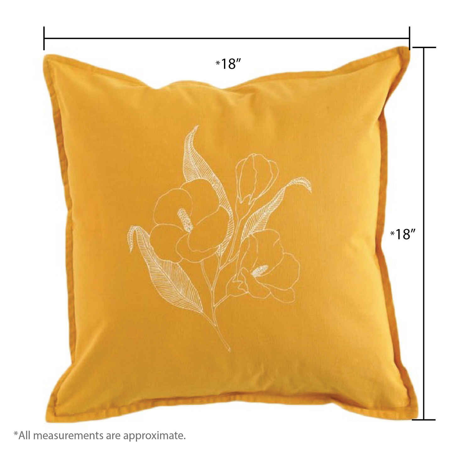 Frangipani Cushion Cover, Yellow (18" X 18")