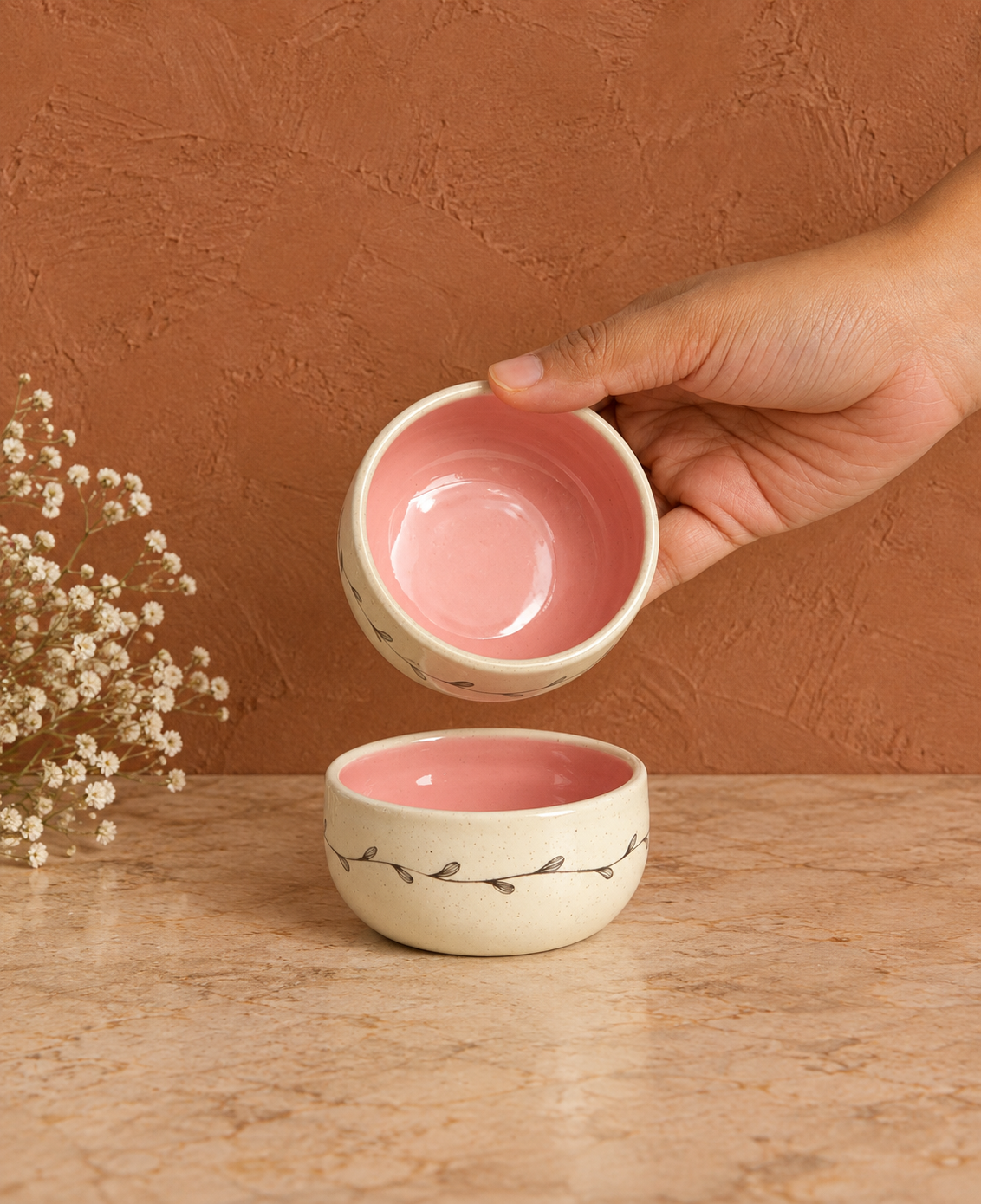 Vine Dip Bowls,Pink(Set of 2)