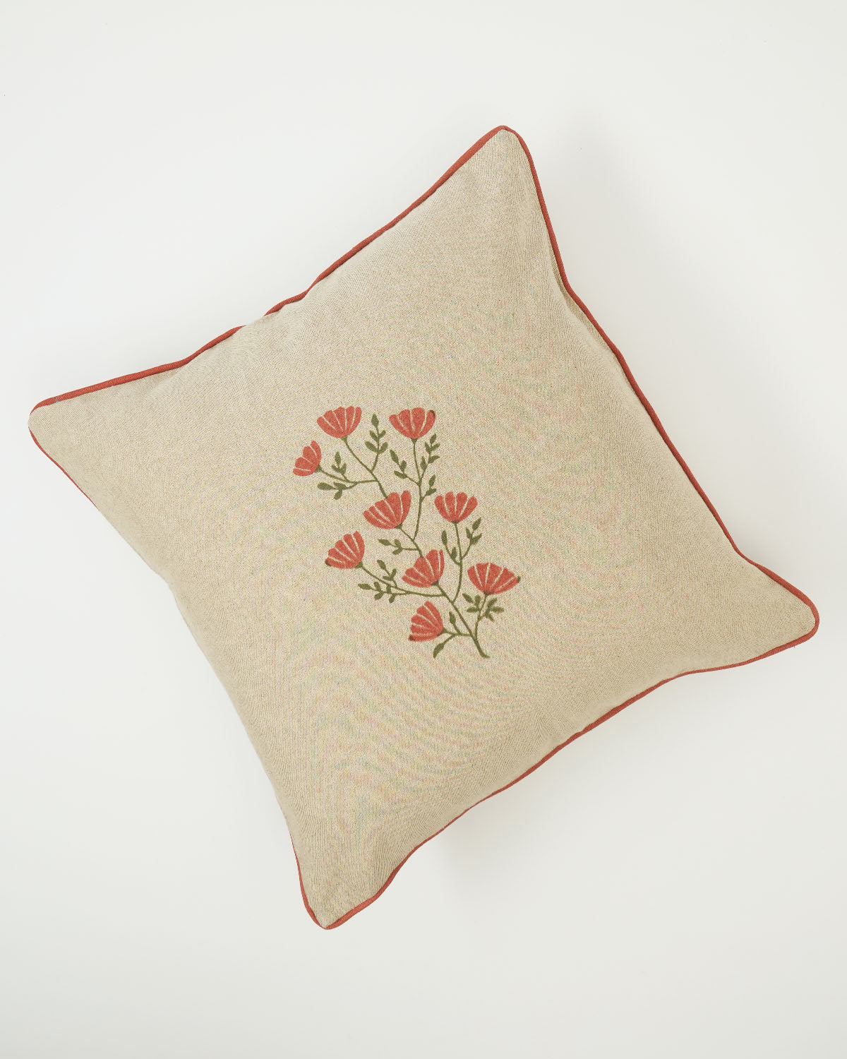 Poppy Cushion Covers, Beige ( 18"x18" ) (Set of 2)