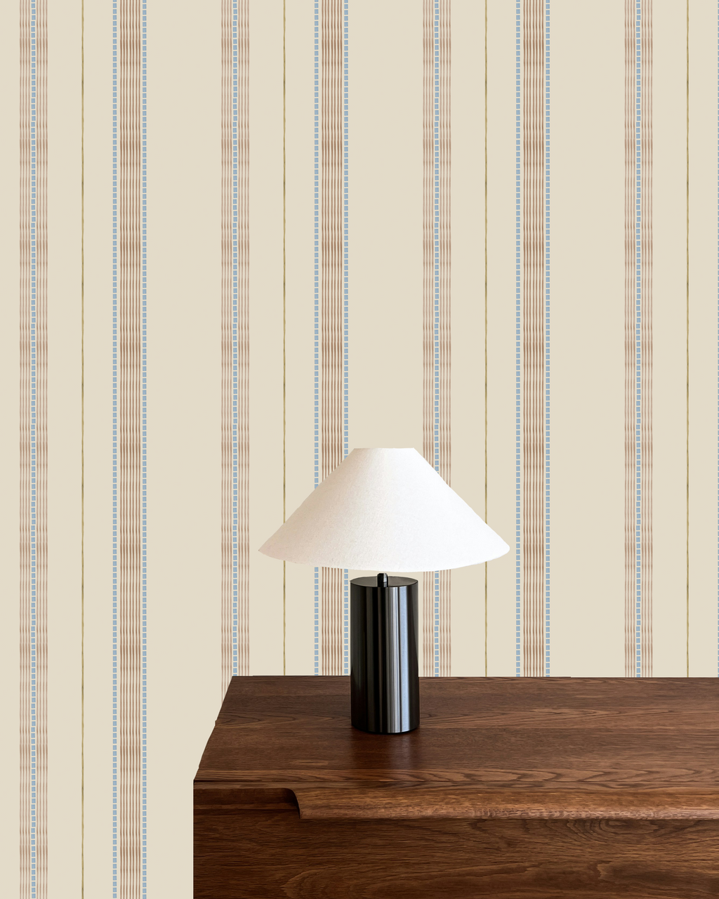 Wandering Lines Wallpaper, Blue and Brown