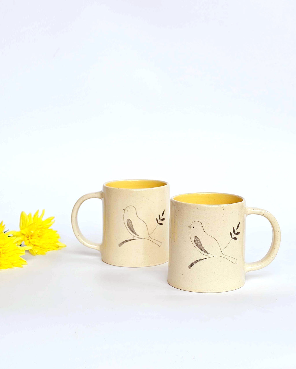 Sunbird Coffee Mugs, Mustard ( Set of 2)