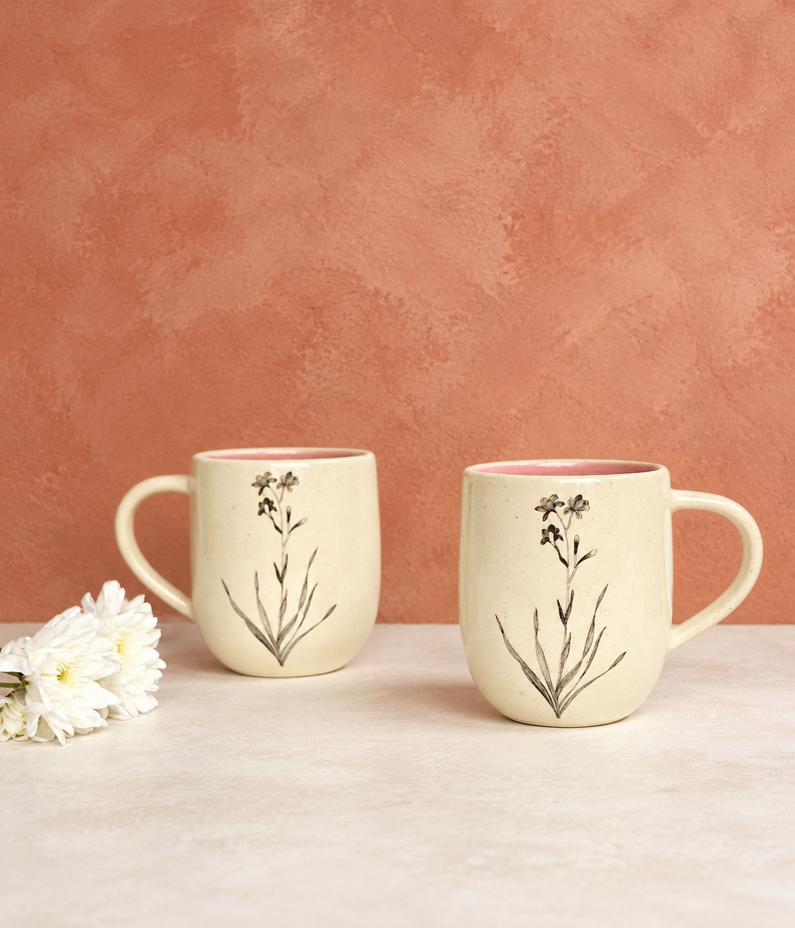 Bouquet Coffee Mugs, Pink ( Set of 2)