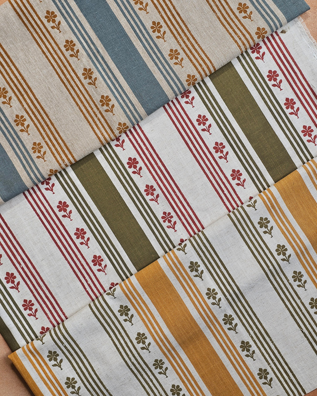 Camellia Fabric,Red & Sage Green