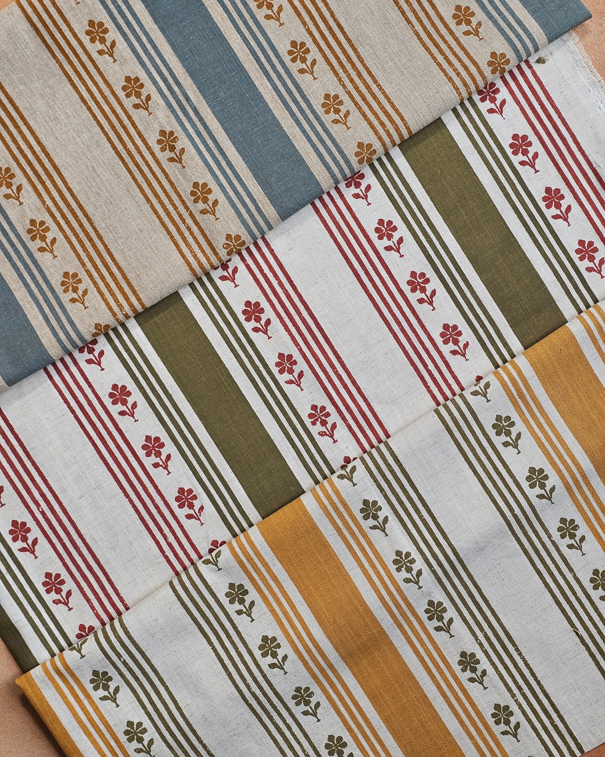 Camellia Fabric,Red & Sage Green