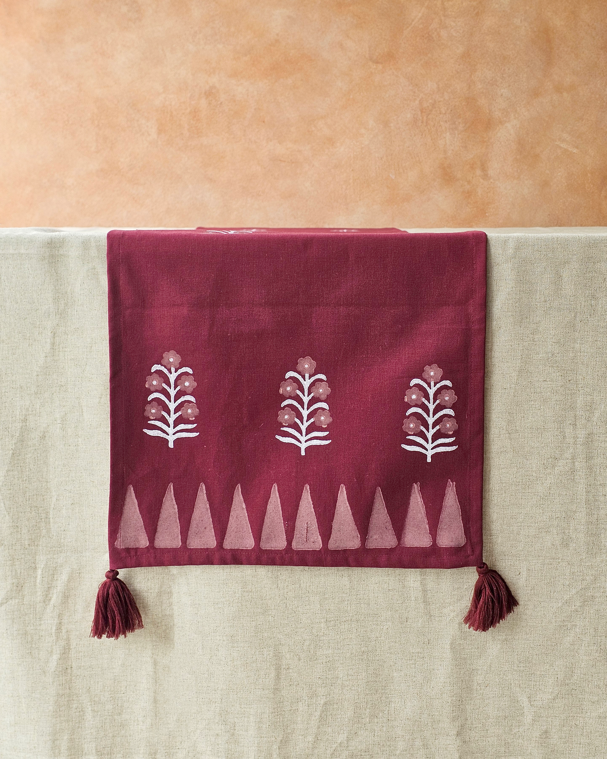 Dahlia Table Runner, Maroon