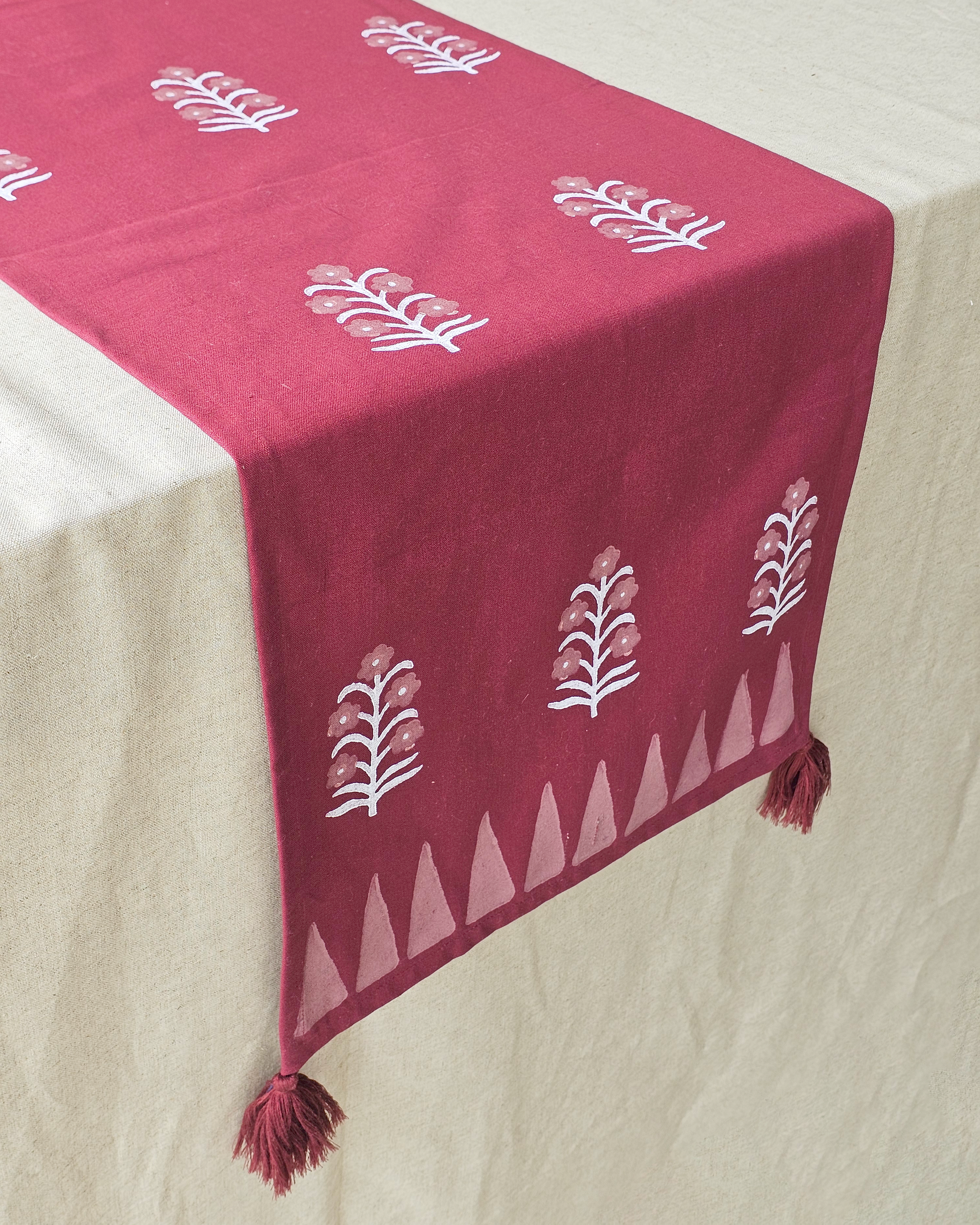 Dahlia Table Runner, Maroon