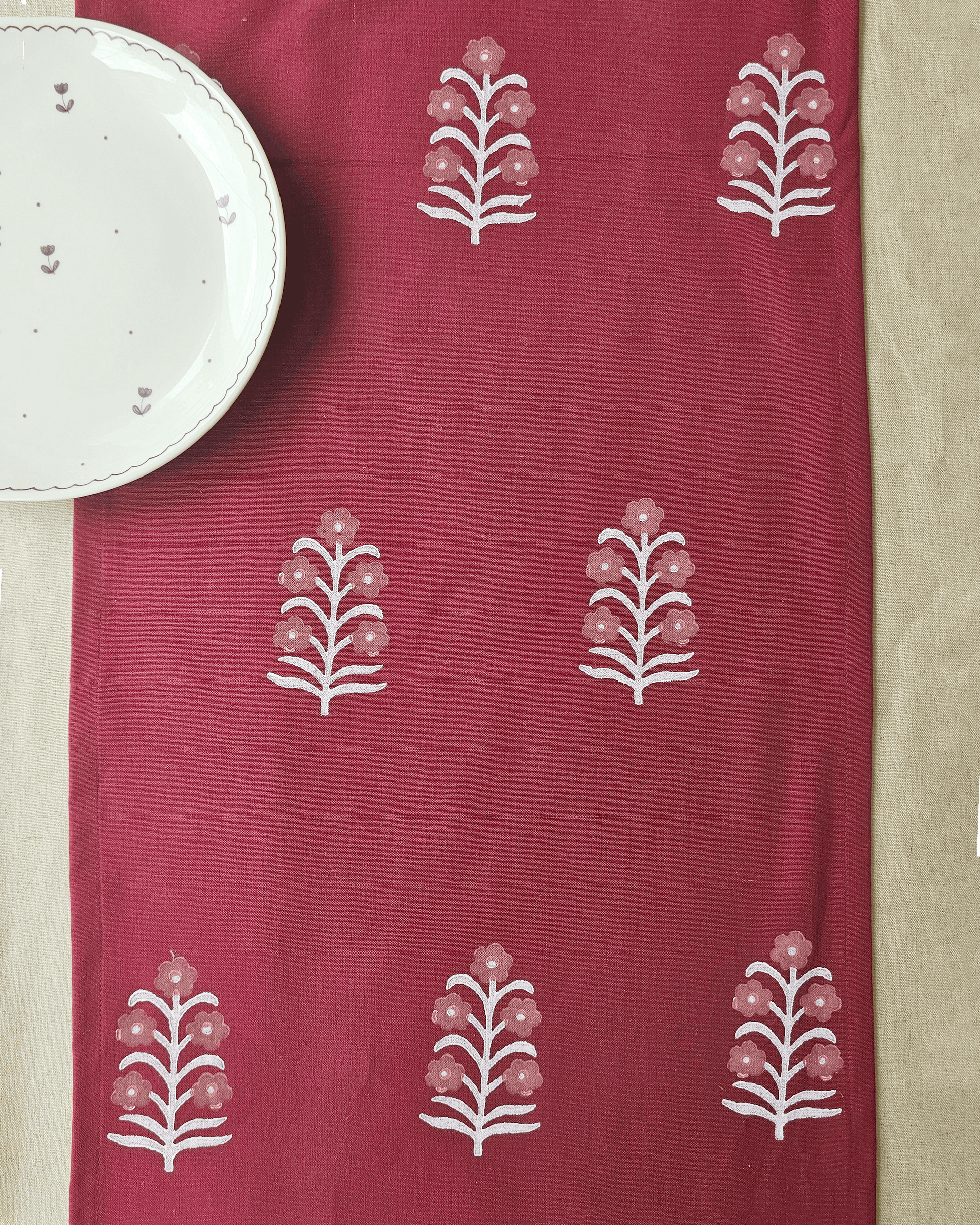 Dahlia Table Runner, Maroon