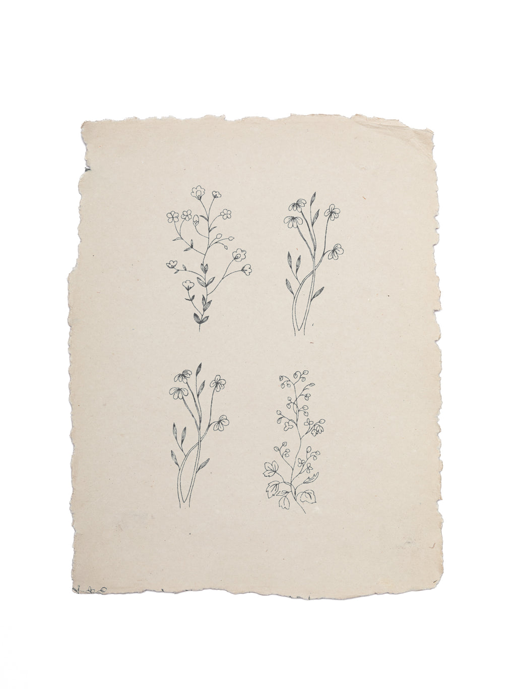 English Meadow Art Print On Handmade Cotton Paper (Width: 12.2" Height : 16.5")
