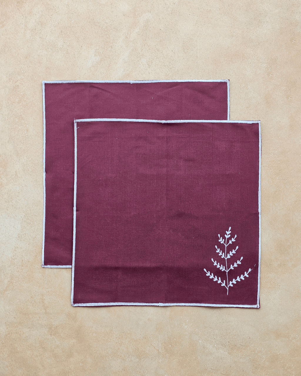 Fern Napkins, White ( Set of 2)