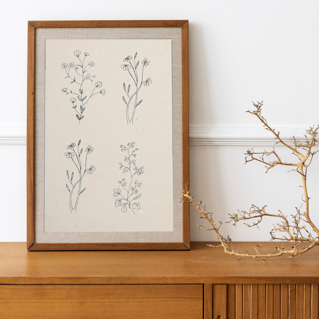 English Meadow Art Print On Handmade Cotton Paper (Width: 12.2" Height : 16.5")