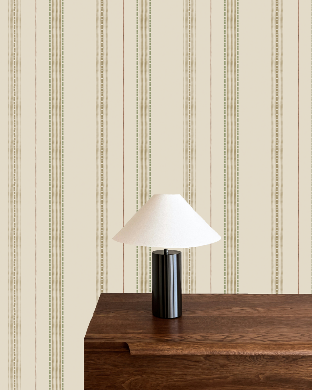 Wandering Lines Wallpaper, Sage and Brown