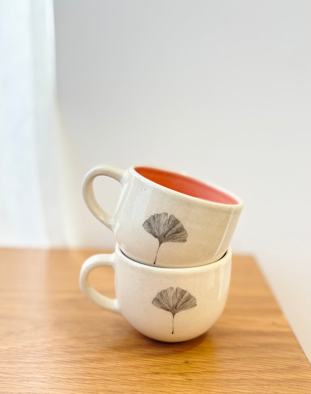 Gingko Teacups (Set of 2), Peach