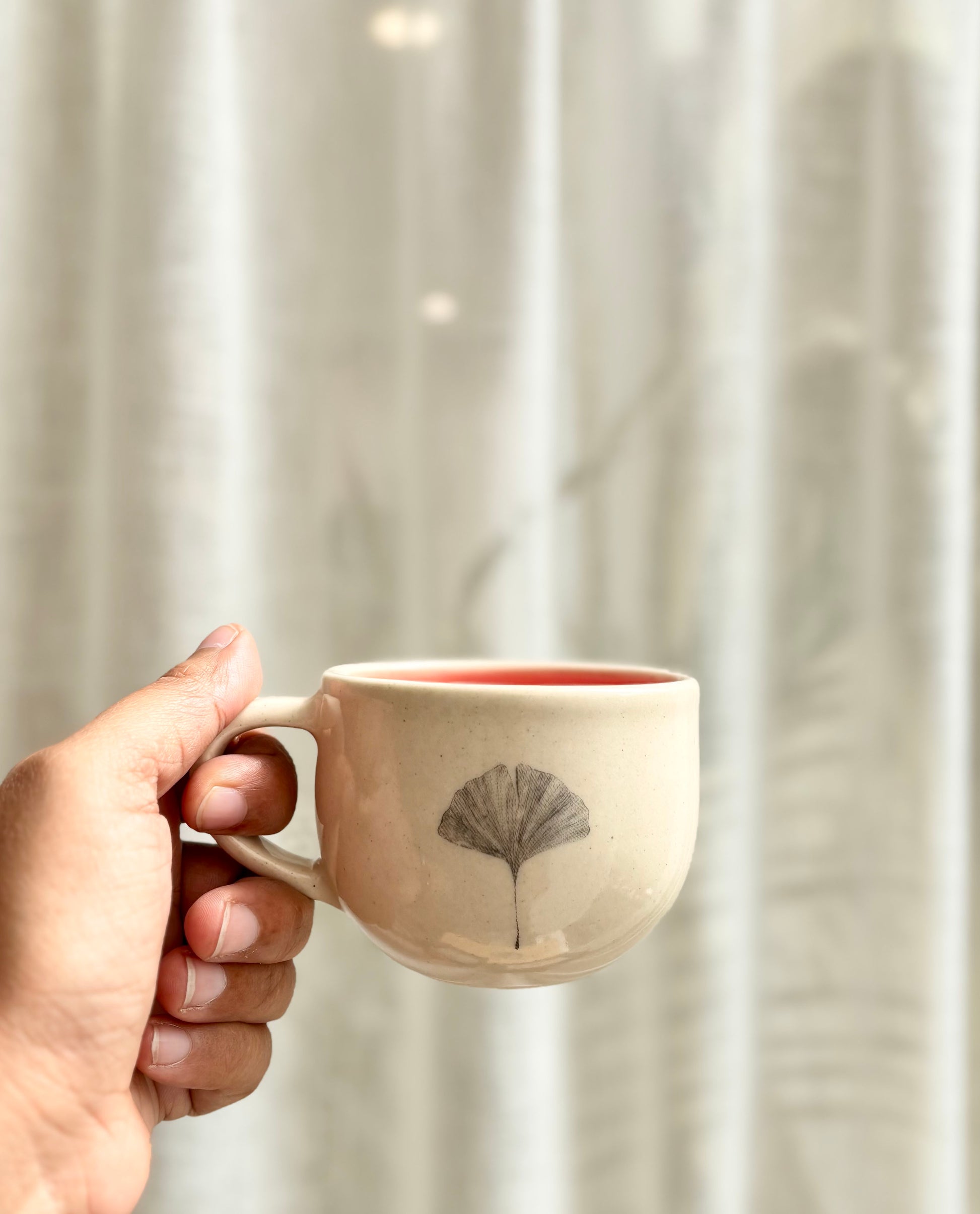 Gingko Teacups (Set of 2), Peach