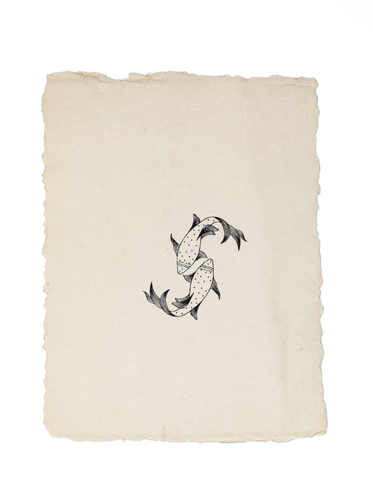 Koi Fish Art Print On Handmade Cotton Paper