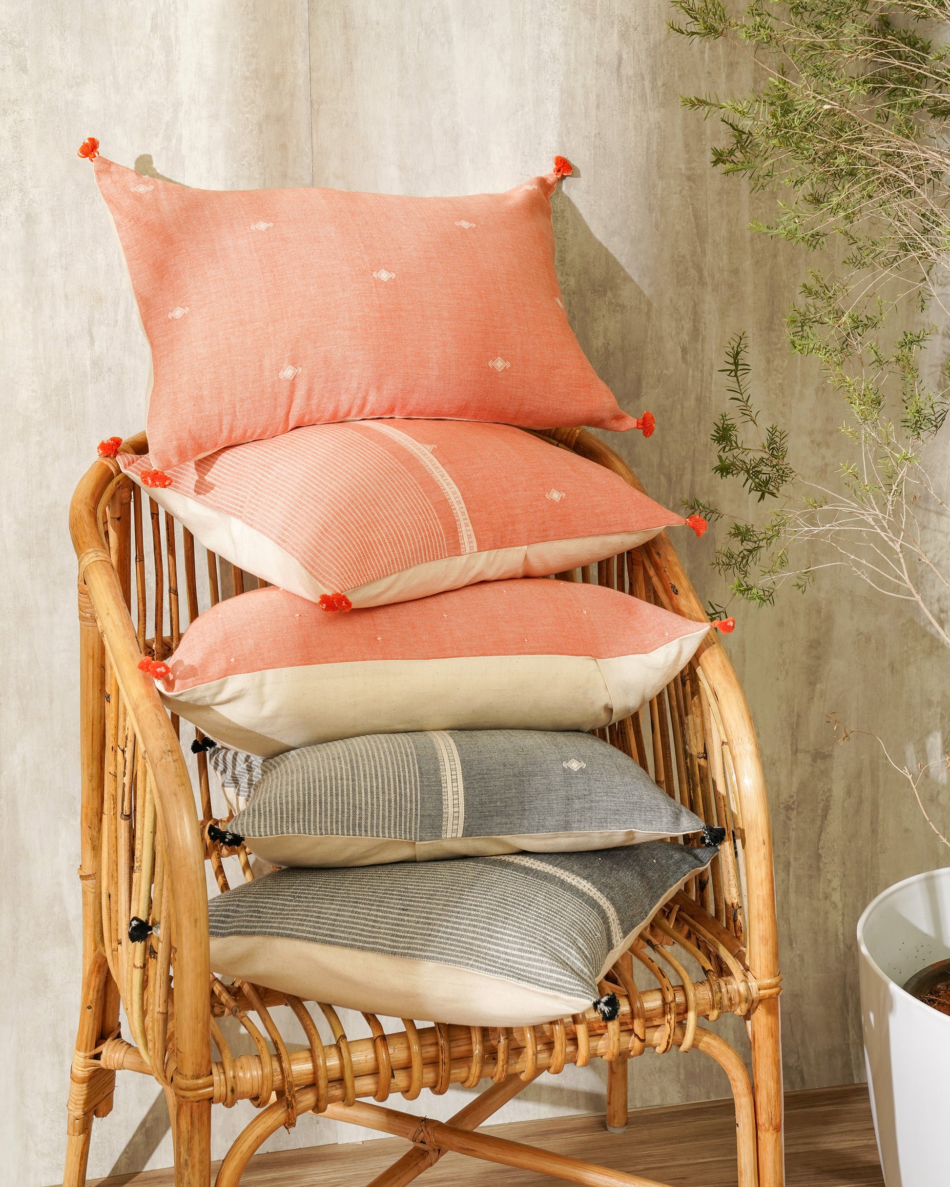 Fiesta Lumbar Cushion Cover, Apricot ( 14"x20" )