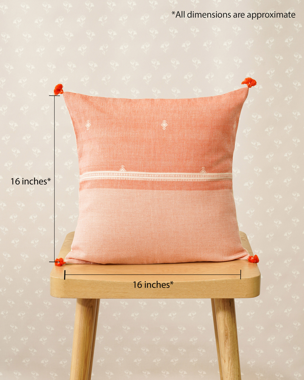 Sunset Cushion Cover, Apricot ( 16"x16" )