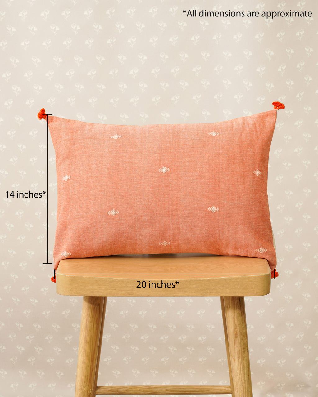 Fiesta Lumbar Cushion Cover, Apricot ( 14"x20" )