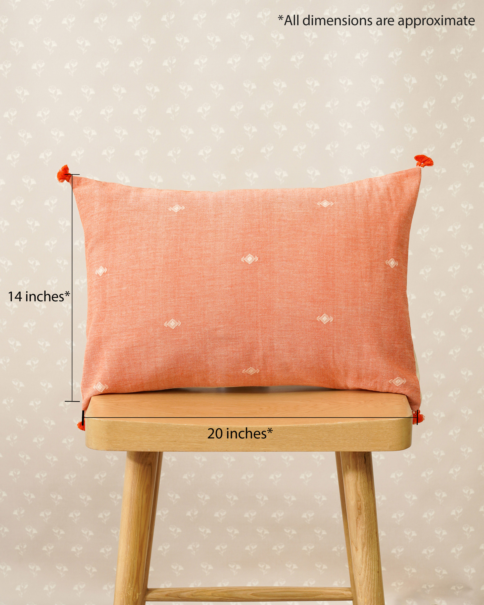 Fiesta Lumbar Cushion Cover, Apricot ( 14"x20" )