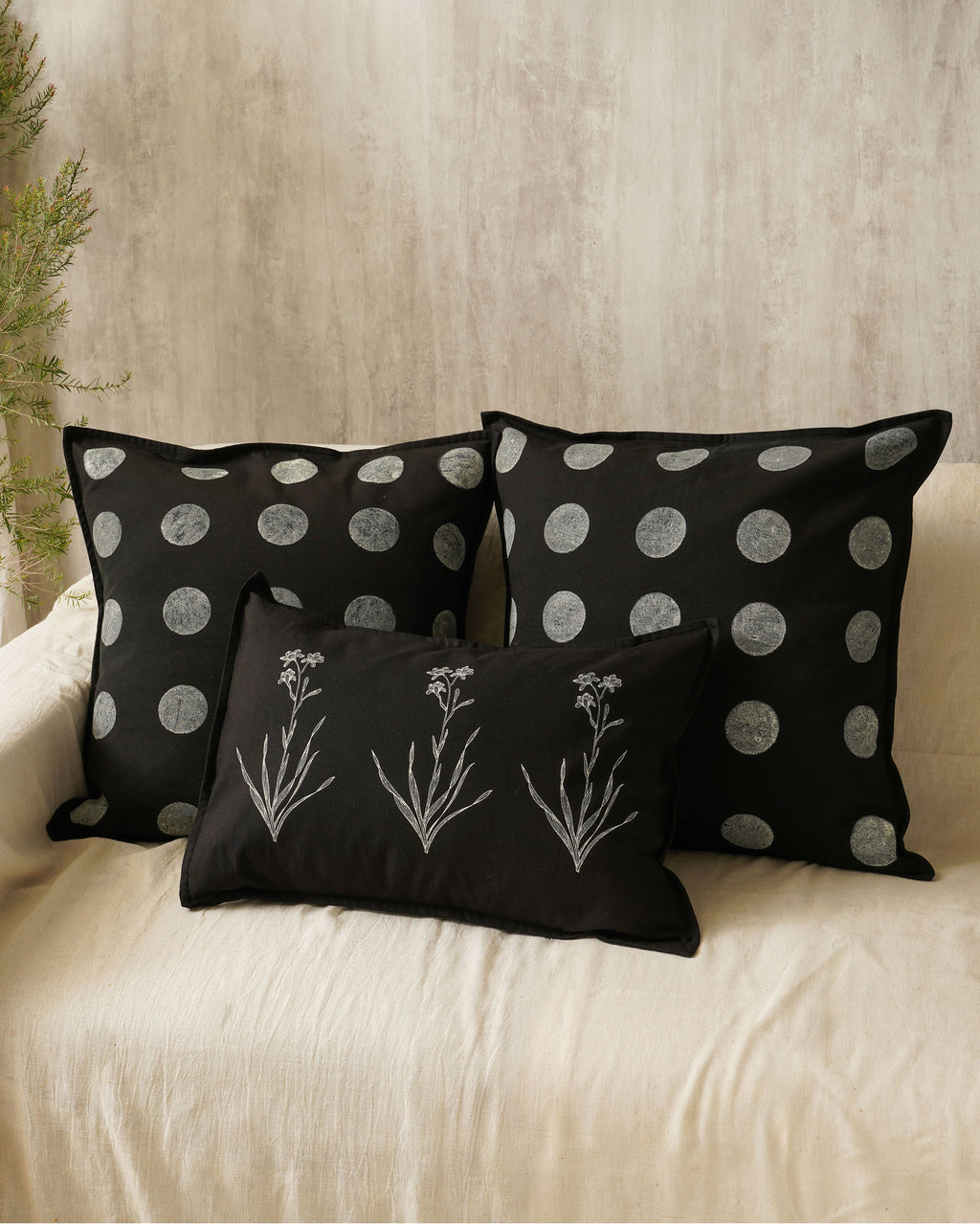 Moon Cushion Cover, Black (20” X 20”)