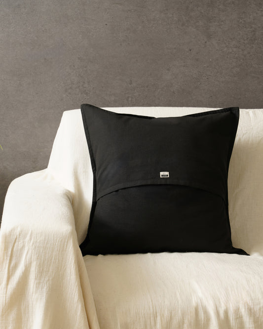 Marigold Stripe Cushion Cover, Black (18” X 18”)