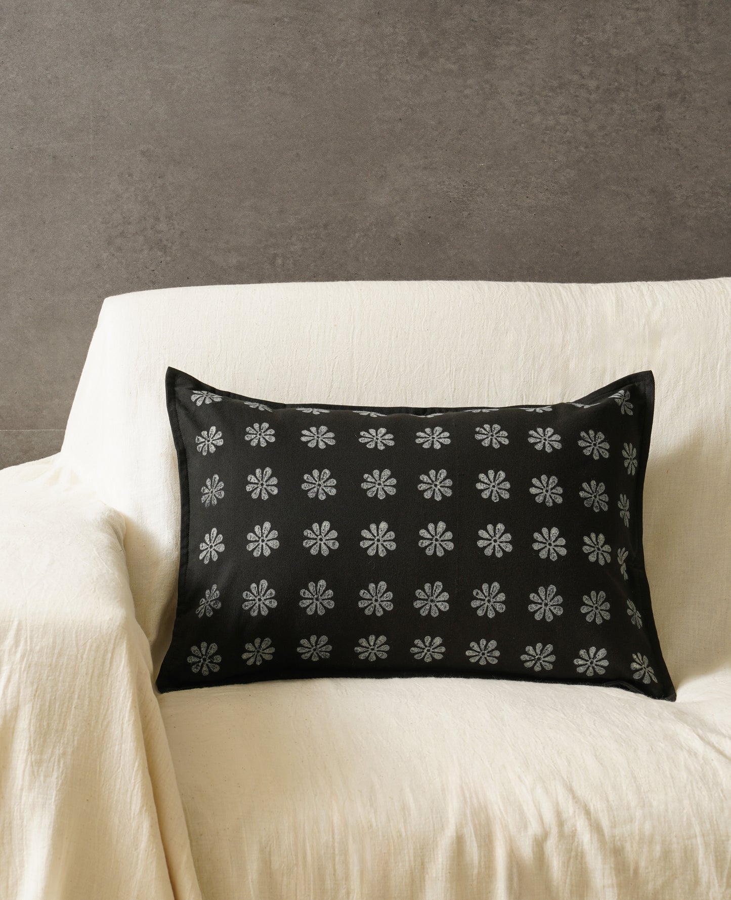 Tara Lumbar Cushion Cover, Black (14” X 20”)