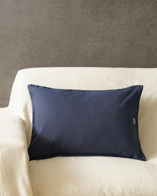 Moon Lumbar Cushion Cover, Navy Blue (14” X 20”)