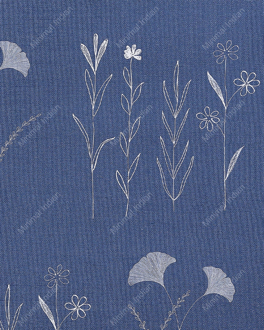 Mixed wildflower wallpaper with assorted hand-illustrated blooms and foliage in gentle tones.