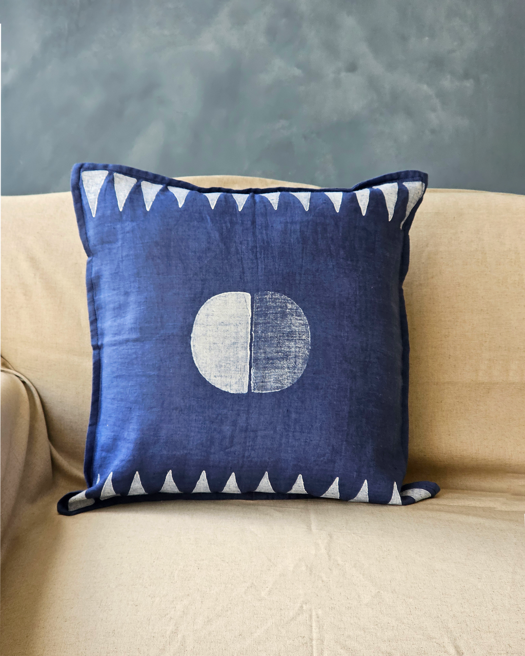 Moon Cushion Cover, White ( 16"x16" )