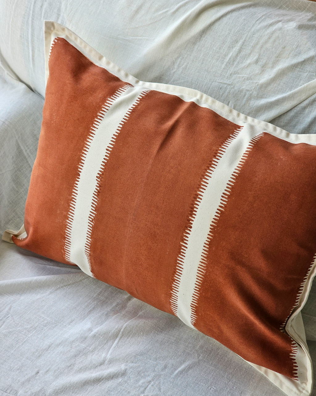 Paar Lumbar Cushion Cover, Terracotta( 14"x20" )