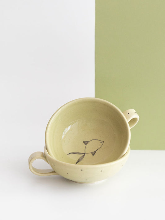 Goldfish Teacups, Olive (Set of 2)