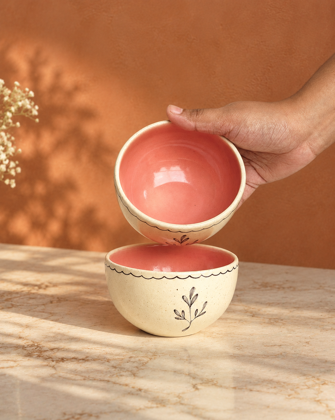 Lily Soup Bowls, Peach (Set of 2)