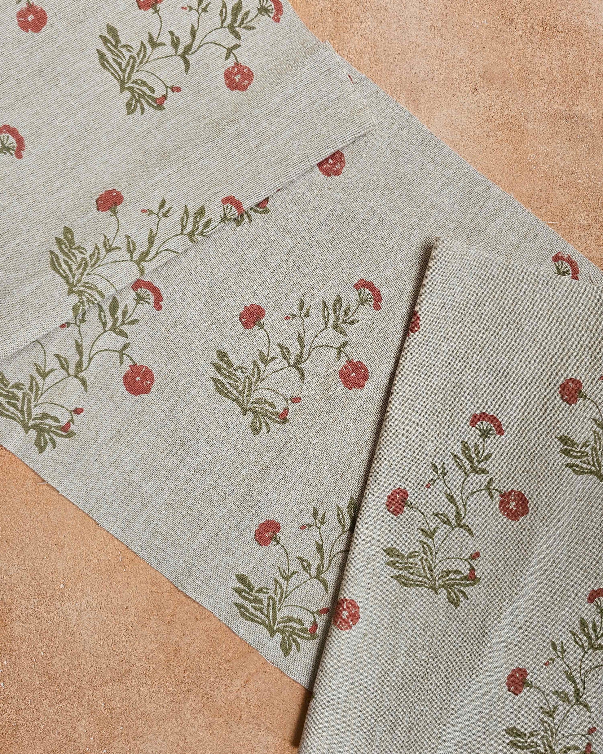 Aster Fabric,  Peach & Sage Green