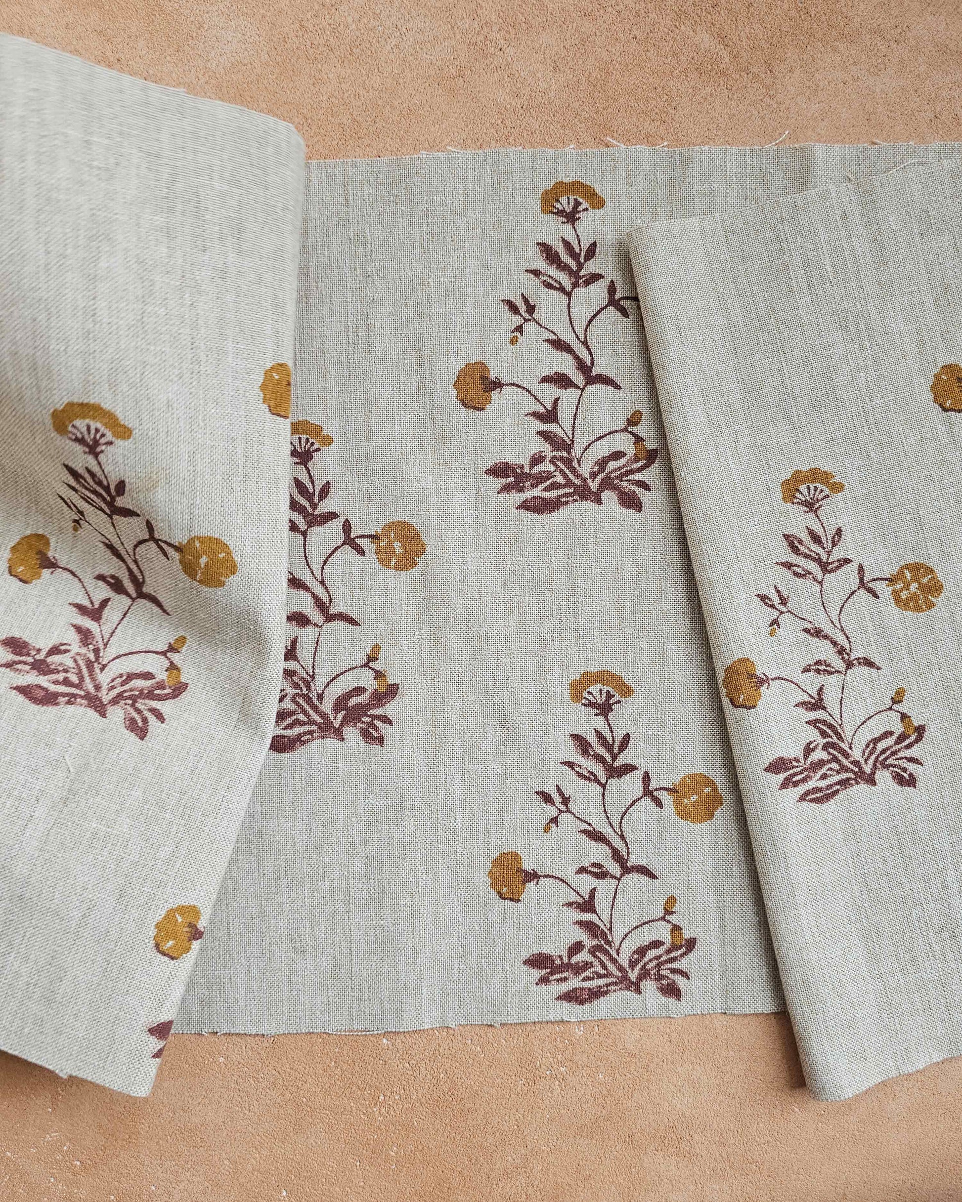 Aster Fabric, Ochre & Mauve