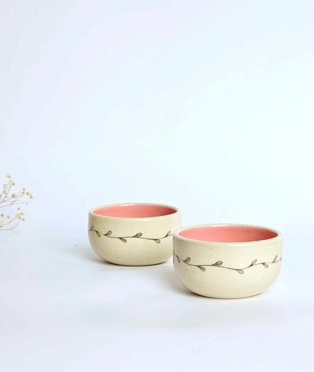 Vine Pinch Bowls,Pink(Set of 2)
