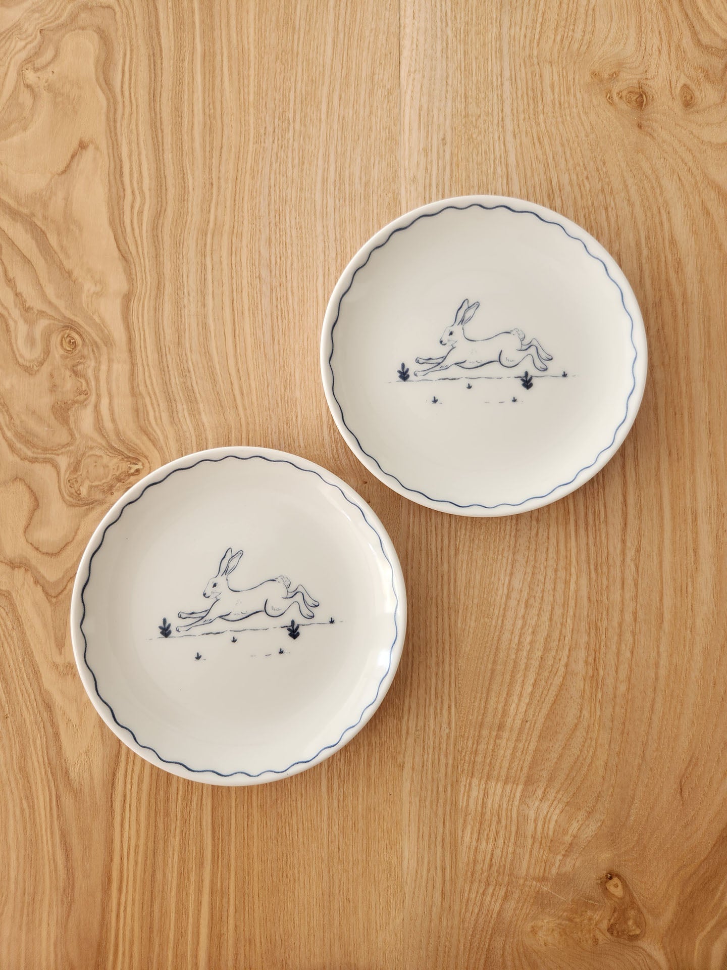 Blue Rabbit Saucers (Set of 2)
