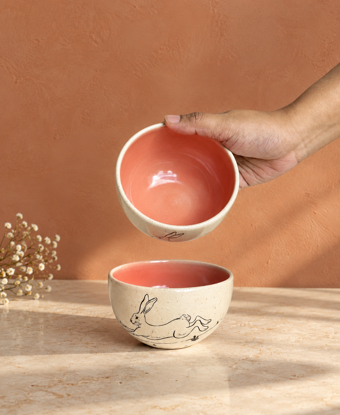 Rabbit Soup Bowls, Peach (Set of 2)