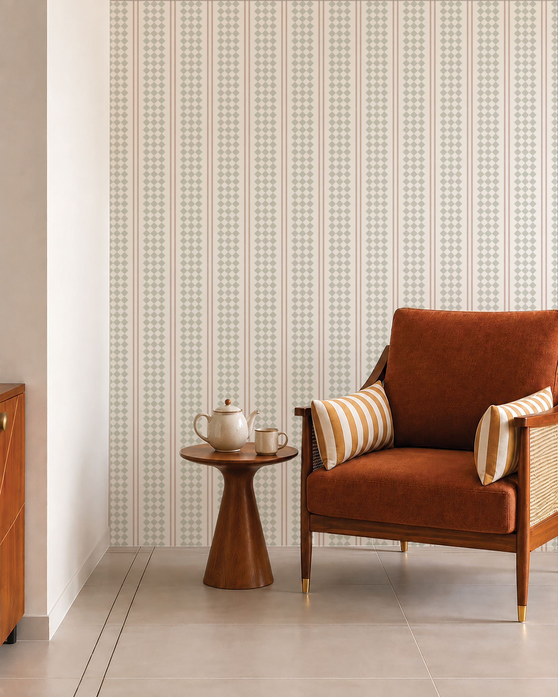 Charulata Stripe Wallpaper, Sage