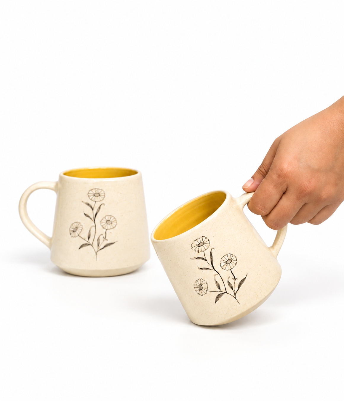 Marigold Coffee Mugs, Mustard ( Set of 2)